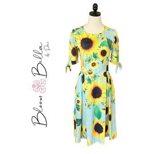 retro style Bloom Bella sunflower print dress size large